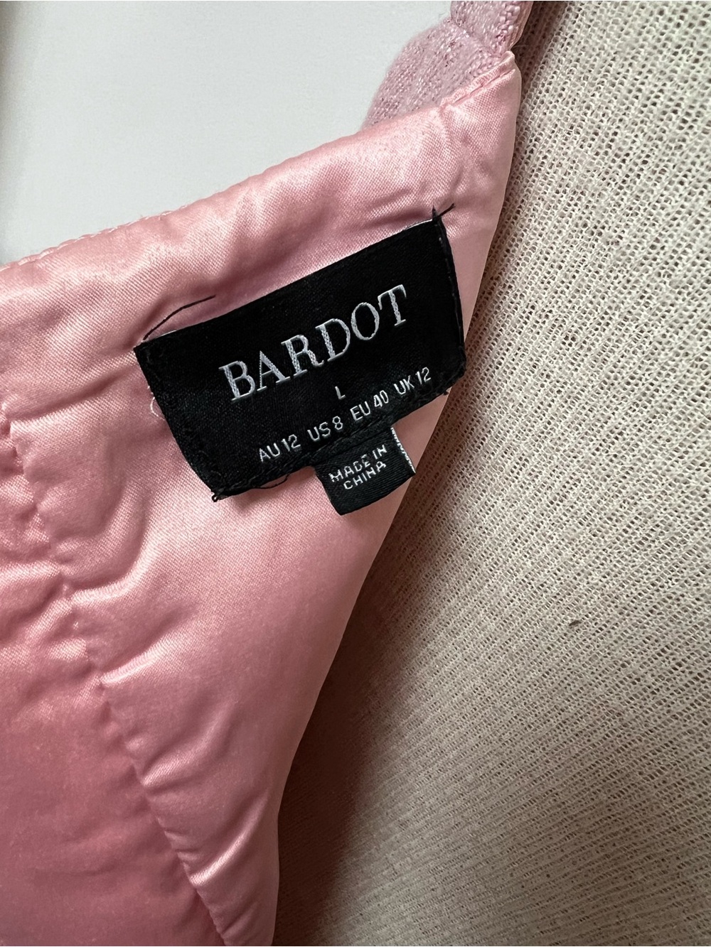 Bardot Emilie Boucle Mini Dress Pink Gold Button Tweed Sleeveless Shift L - Picture 7 of 7